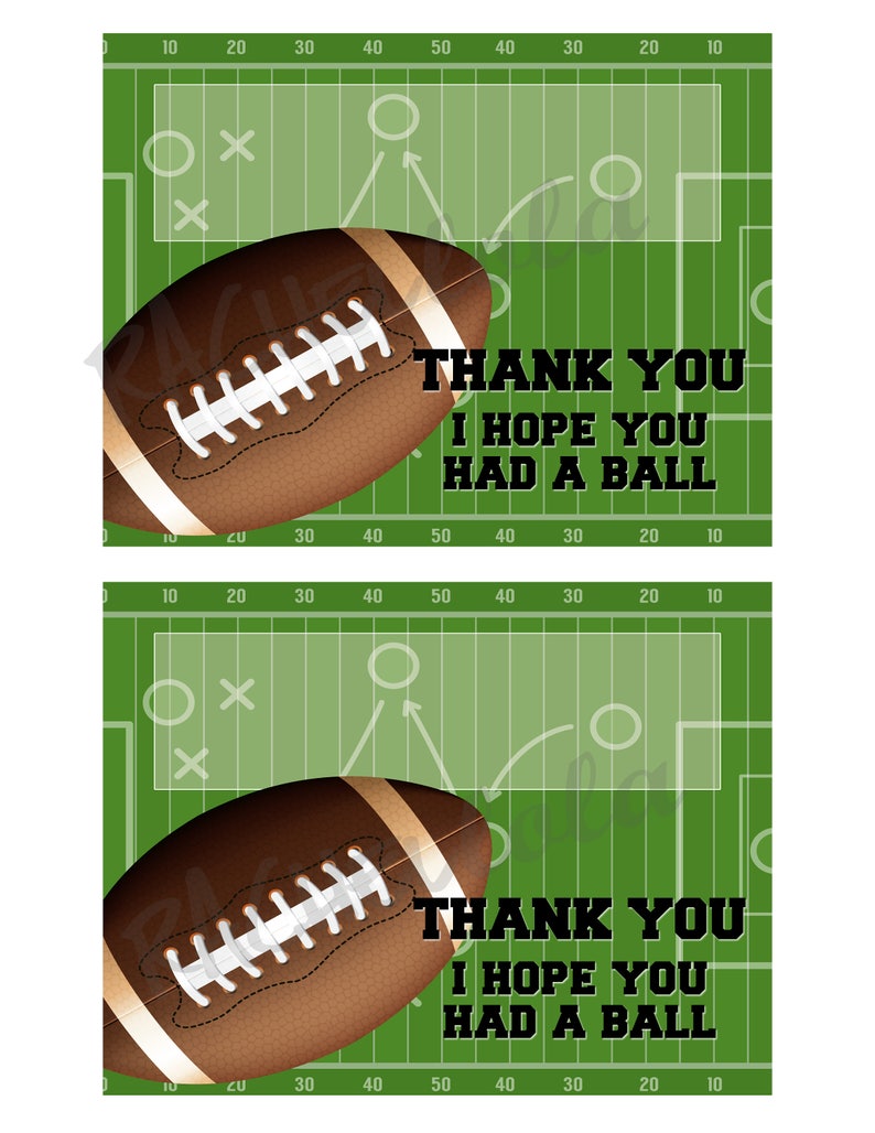 Football birthday, printable party favor bag topper or goodie bag label, thank you gift, sports team end of season, instant digital download image 2