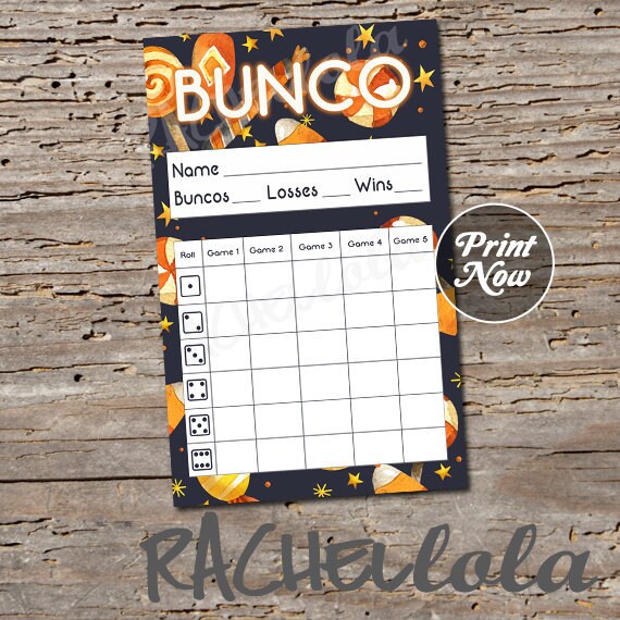 Halloween candy Bunco Scorecard, Score sheet, Bunko party, score card ...
