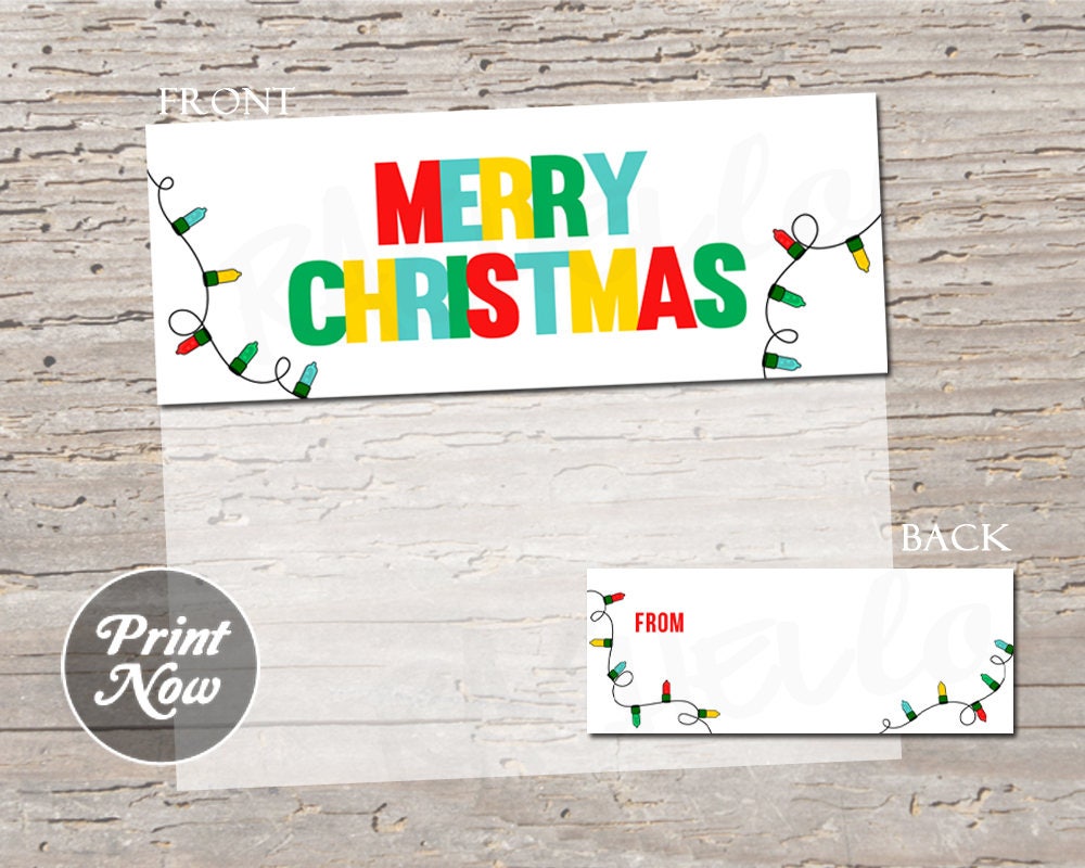 Christmas light strand Printable Favor bag topper, Goodie bag label, Candy  bag, Toy, Teacher Class gift, Instant digital download, Template With Regard To Goodie Bag Label Template