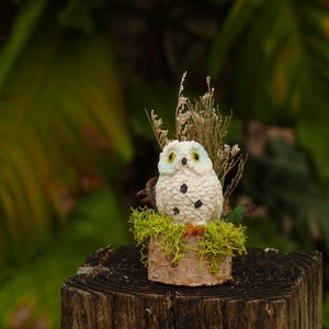 Miniature Owl, Fairy Garden Accessory, Owl Figurine, Unique Gift, Woodland Bird