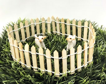 2" Tall Natural Wood Picket Fence, Fairy Garden Accessories