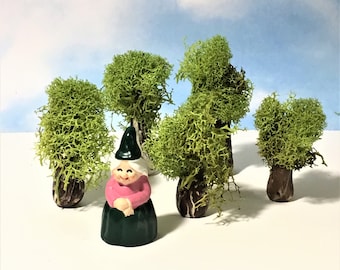 5 Miniature Trees, Fantasy Garden, Fairy Accessories, Handmade Trees