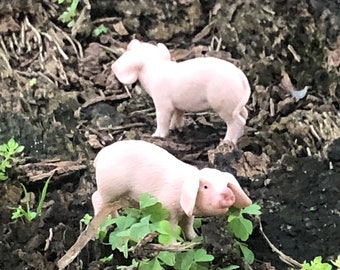 One Miniature Pig Figurine, Fairy Garden Hog, Miniature Sow