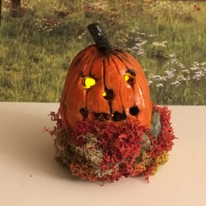 Miniature Pumpkin, Fairy Garden Pumpkin, Halloween Decor, Jack-O&#39;Lantern