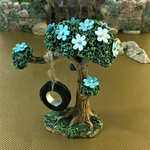 Fairy Garden Tree Swing, Miniature Tire Swing, Fairy Garden Accessory, Fairy Playground, MIniature Tree with Swing