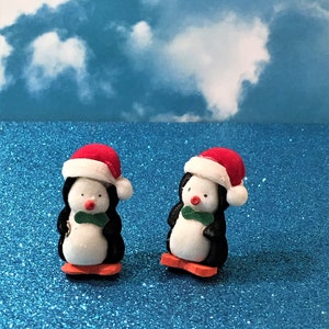 Two Miniature Penguins. Fairy Garden Birds, Penguin Figurines, Felt Penguins, Fairy Accessories, Penguin Ornaments