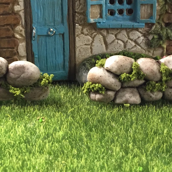 Two Miniature Stone Walls, Old Stone Walls, Retaining Walls, Fairy Accessories, Miniature Fence