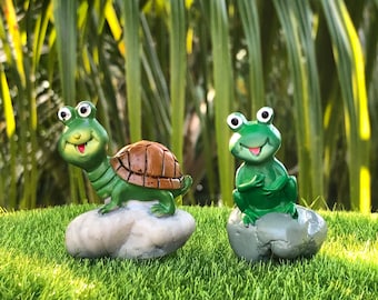 Choose a Miniature Turtle or Frog Figurine, Fairy Garden Accessory