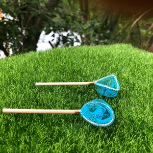 Miniature Butterfly Net with Three Butterflies, Fairy Garden Miniature Accessories
