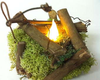 Handmade Miniature Fire Pit, Fairy Garden Miniatures, Fairy Campfire