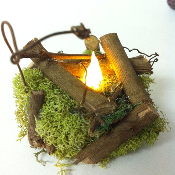 Handmade Miniature Fire Pit, Fairy Garden Miniatures, Fairy Campfire