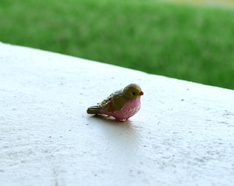 Miniature Bird, Pink Belly Bird,  Fairy Garden, Miniature Accessory, Fairy Miniatures, Terrarium Supplies