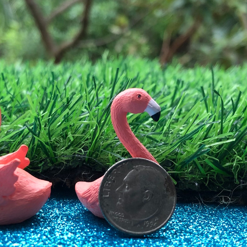 Two Miniature Flamigo Figurines, Fairy Garden Accessories image 3