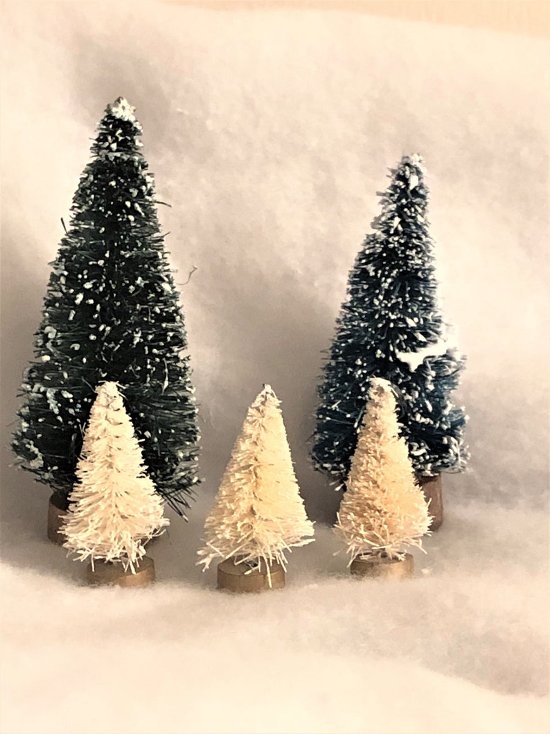 3 Tiny Pink Or Off White Christmas Trees Flocked Winter Etsy
