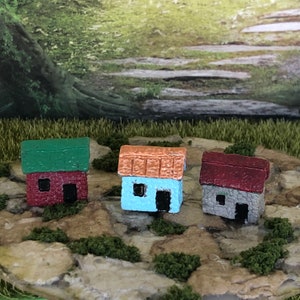 Tiny Hand Painted Small Houses, Miniature Fairy Garden Homes