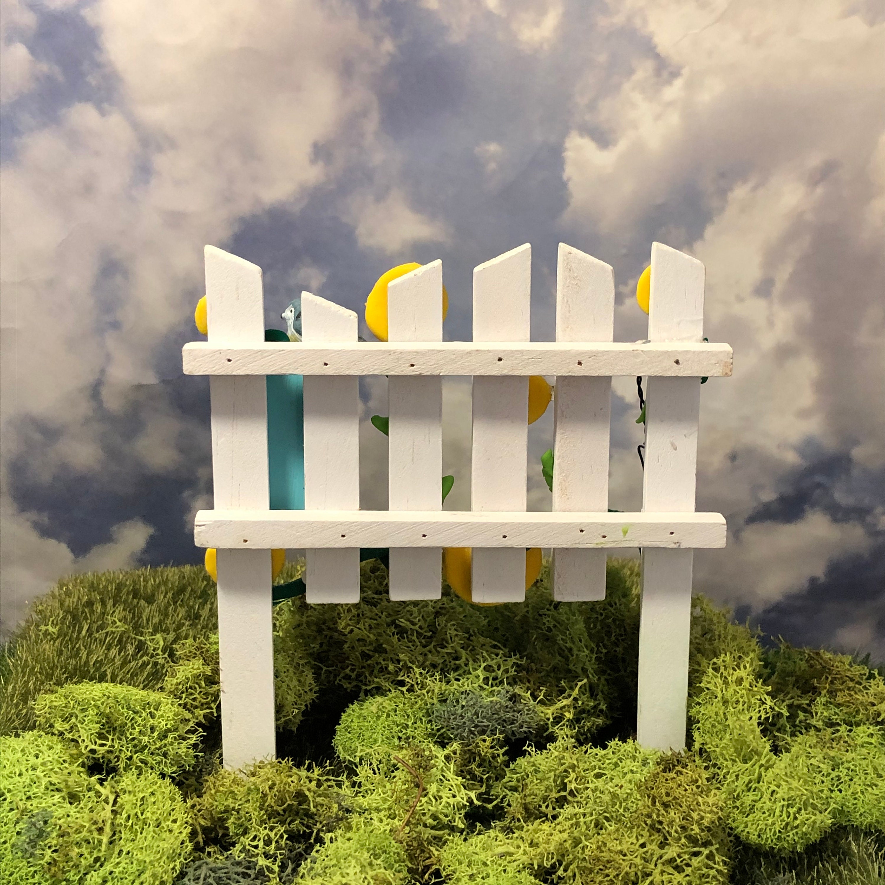 Handmade Fence Fairy Garden Picket Fence with Flowers Etsy