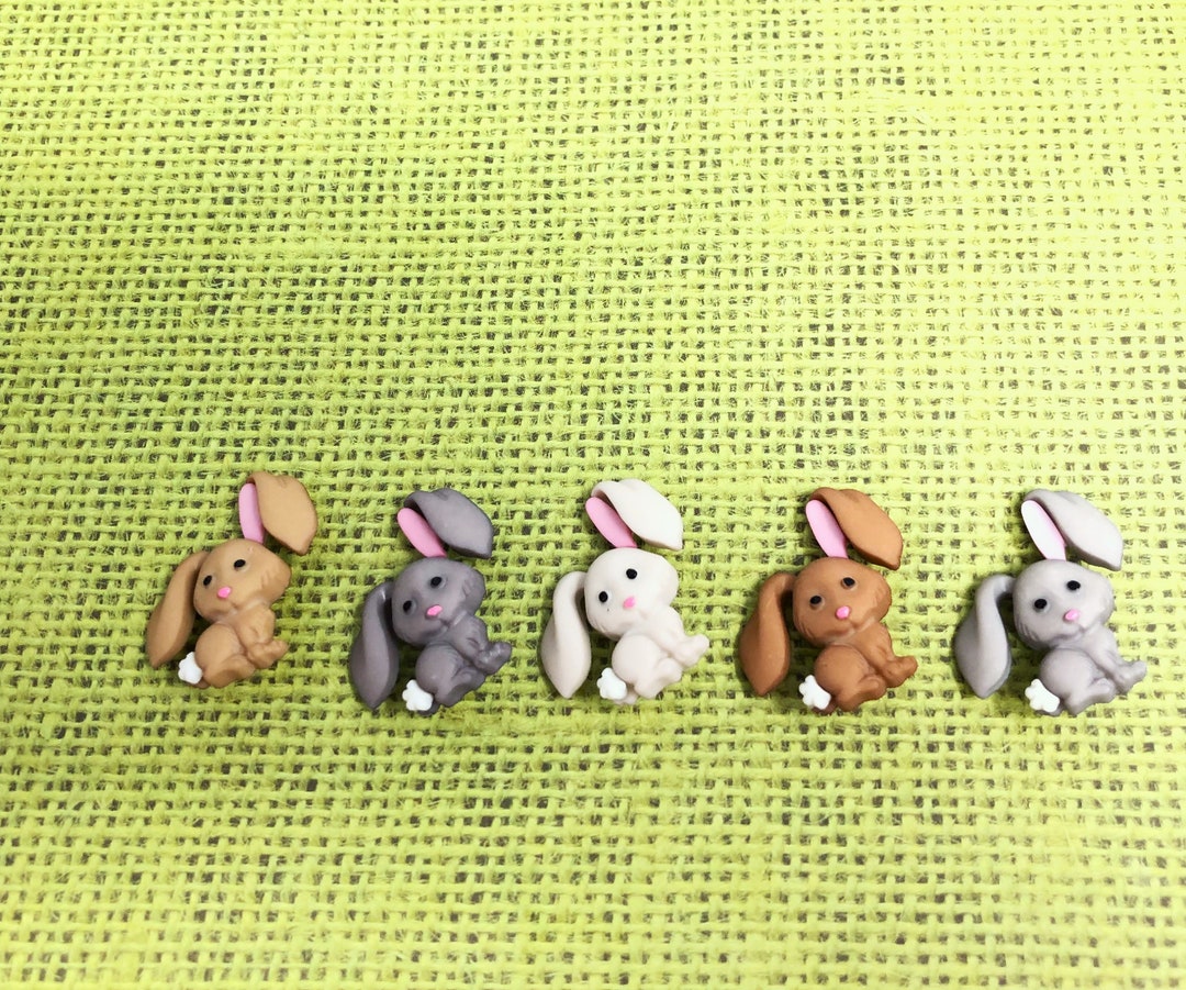 Five Rabbit Buttons, Easter and Spring Sewing Button Figurines - Etsy