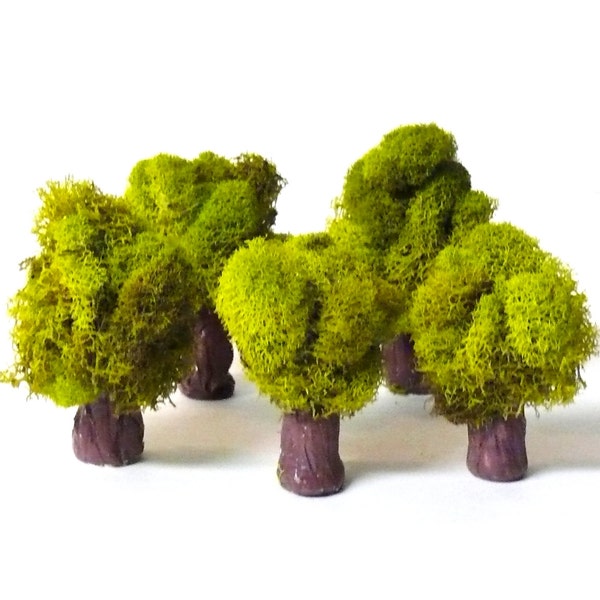 5 Miniature Trees, Fairy Garden Accessories, Woodland Trees, Terrarium and Dollhouse Miniatures
