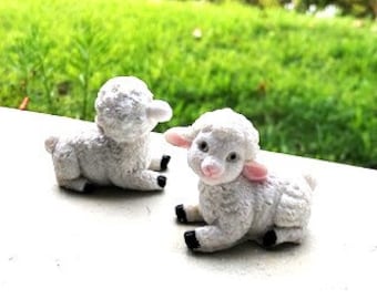 Adorable Larger Lamb Figurine, Fairy Garden Farm Animal, Fairy Accessory