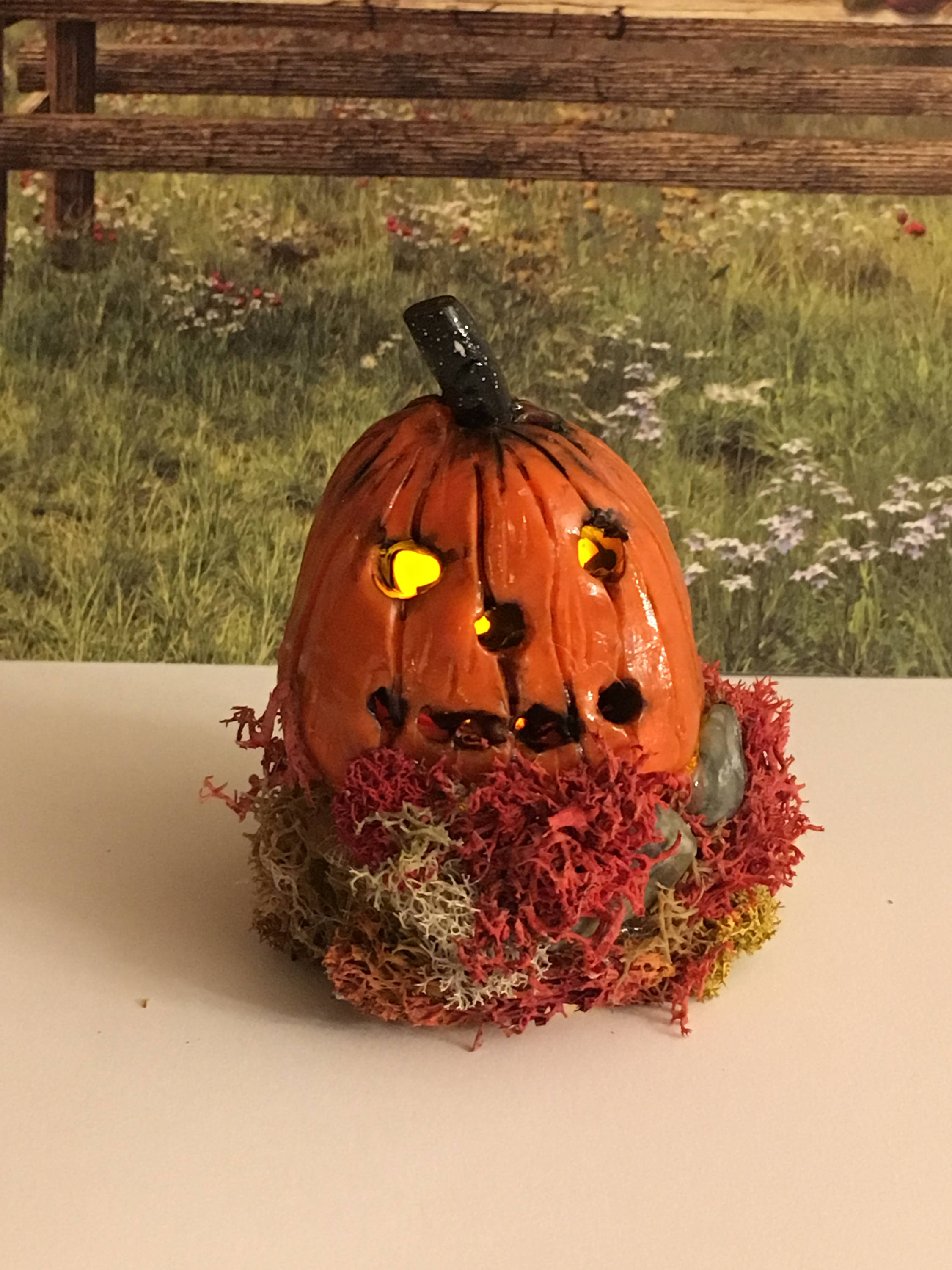 Halloween Decor Scary Pumpkin Flickering Light