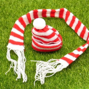 Larger Miniature Scarf and Hat, Doll or Fairy Garden Winter Clothes