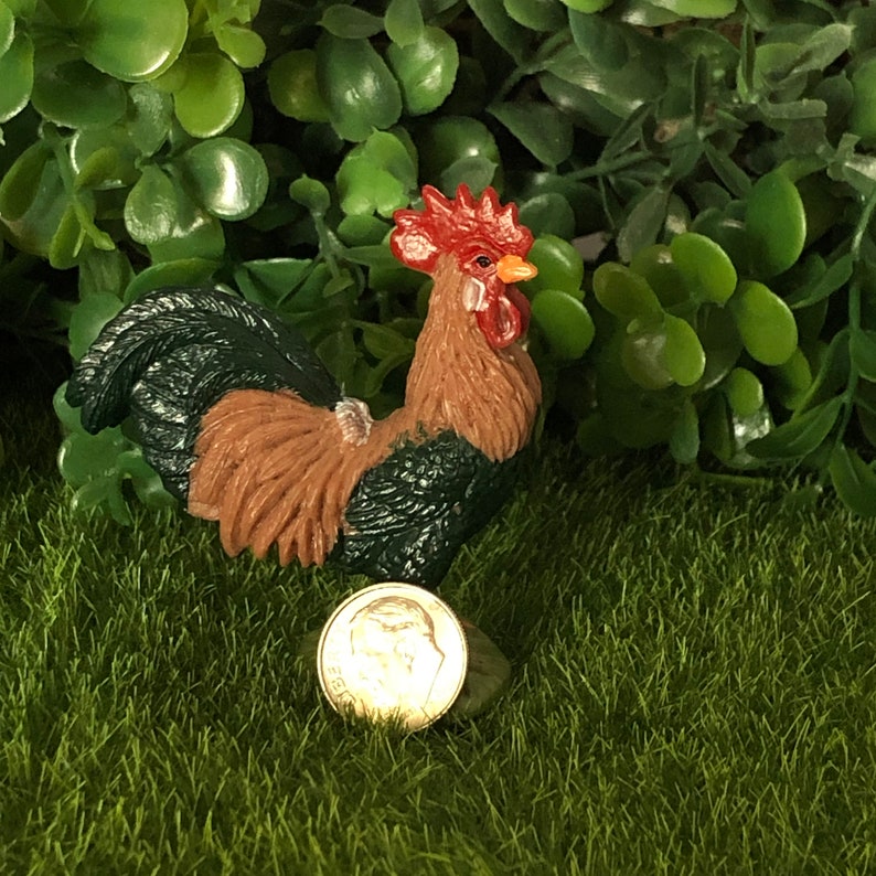 Large Miniature Rooster and Hen Fairy Garden Farm Animals Etsy