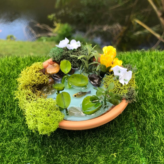 Handmade Miniature Fish Pond, Fairy Garden, Fairy Accessories 