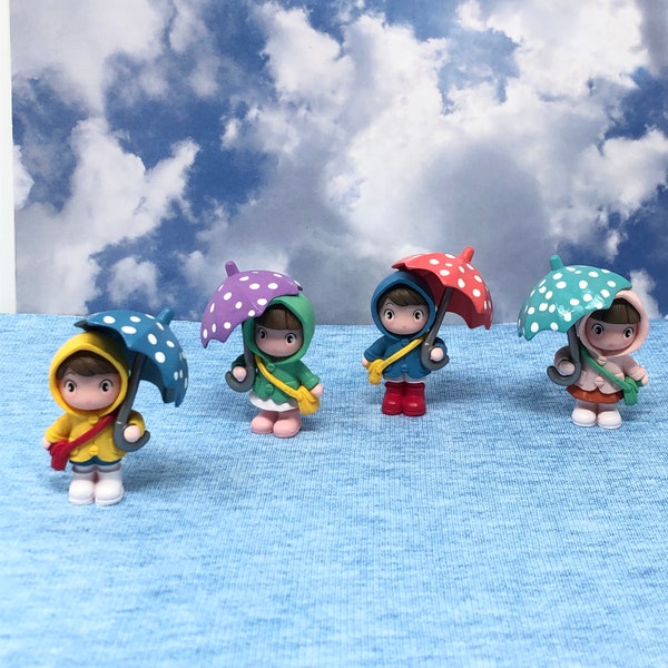 Choose One Miniature Rainy Day Child, Fairy Garden Miniature Figurine