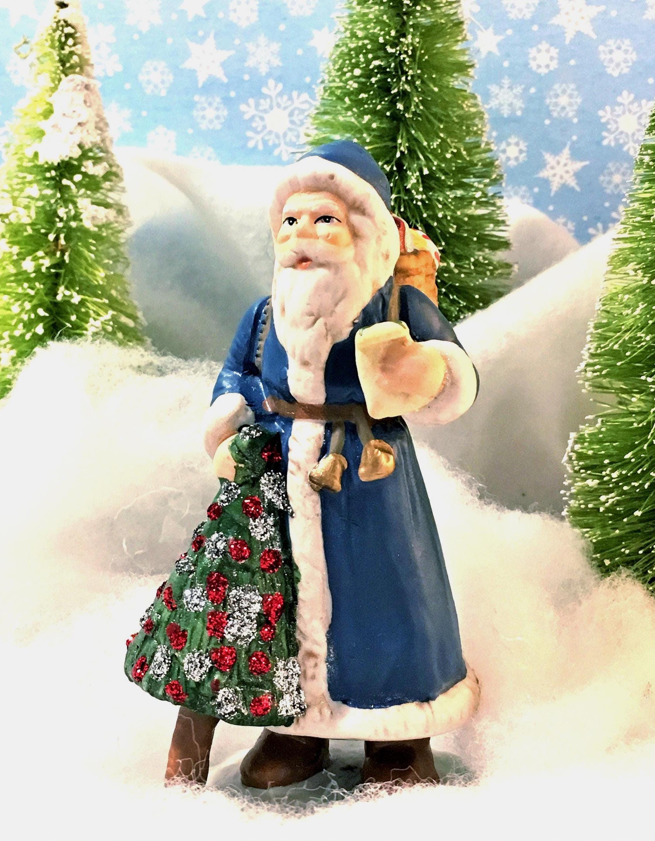 Blue Santa Figurines - Etsy