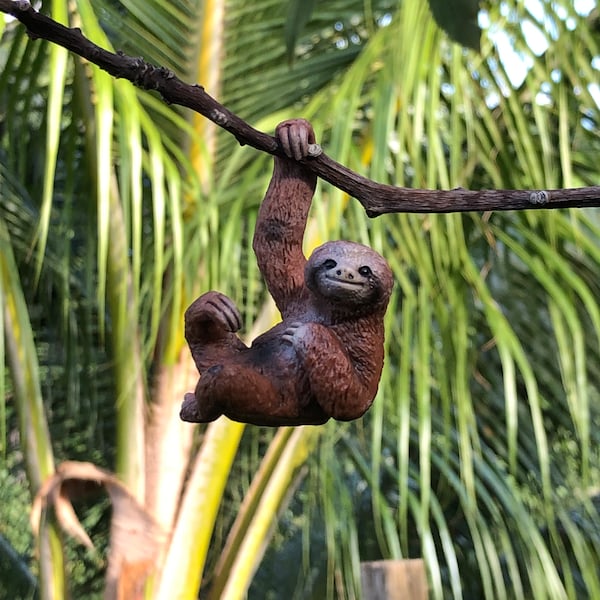 Miniature Sloth Figurine, Fairy Garden Pets, Tree Huggers, Three-Toed Sloth