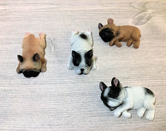 Fairy Garden Miniature Dog Magnets, French Bulldog Magnet, Miniature Dog Figurines, Dog Magnets, Animal Magnets