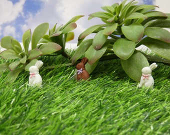 Miniature Easter Bunny, Chocolate or White Chocolate Easter Bunny Figurine, Fairy Garden Accessory