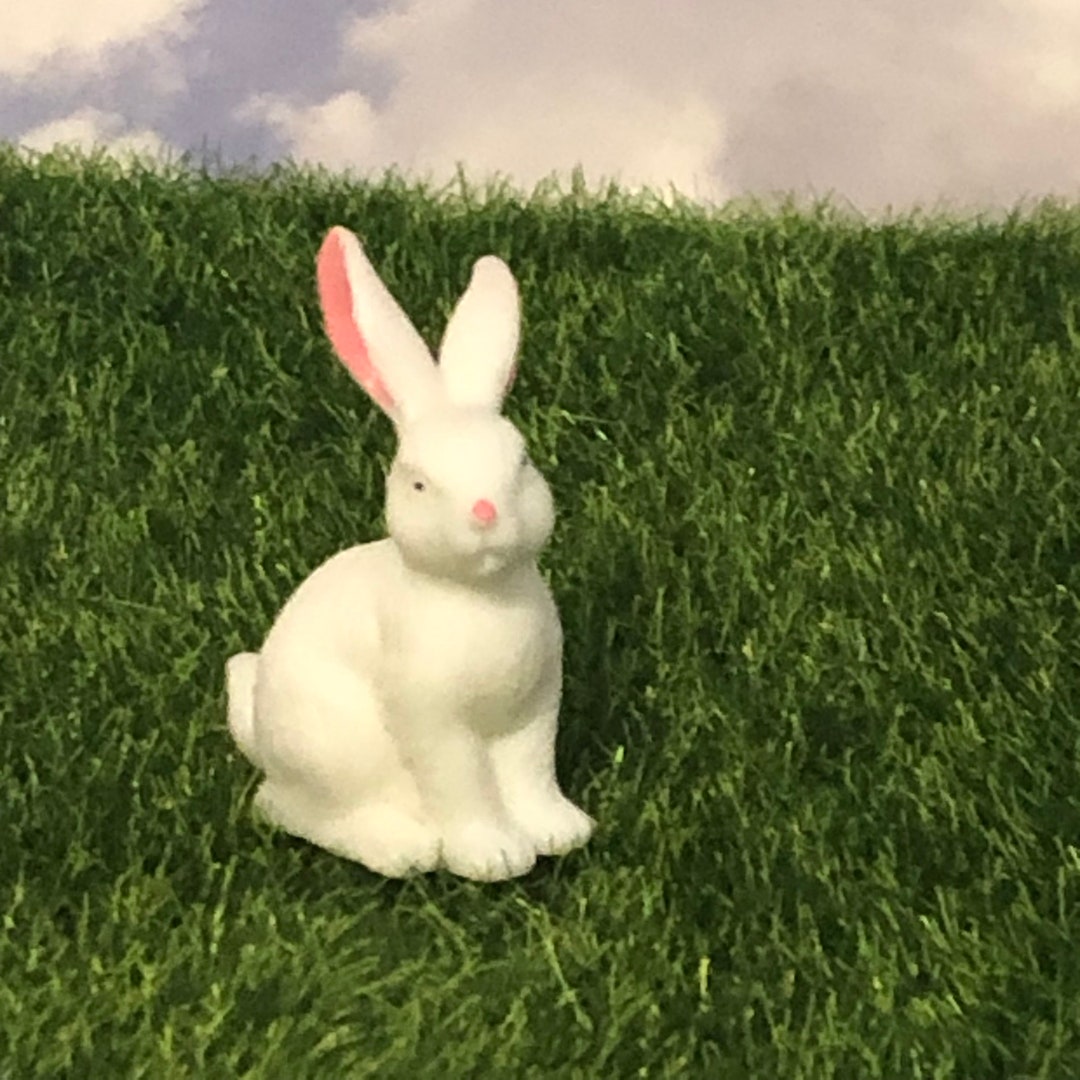 Large Rabbit Figurine, Fairy Garden Jack Rabbit, White Rabbit