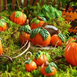 6 Handmade Miniature Halloween Pumpkins, Fairy Garden Accessories