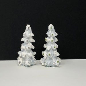 Two Miniature Christmas Trees, Fairy Garden, and Dollhouse Accessories