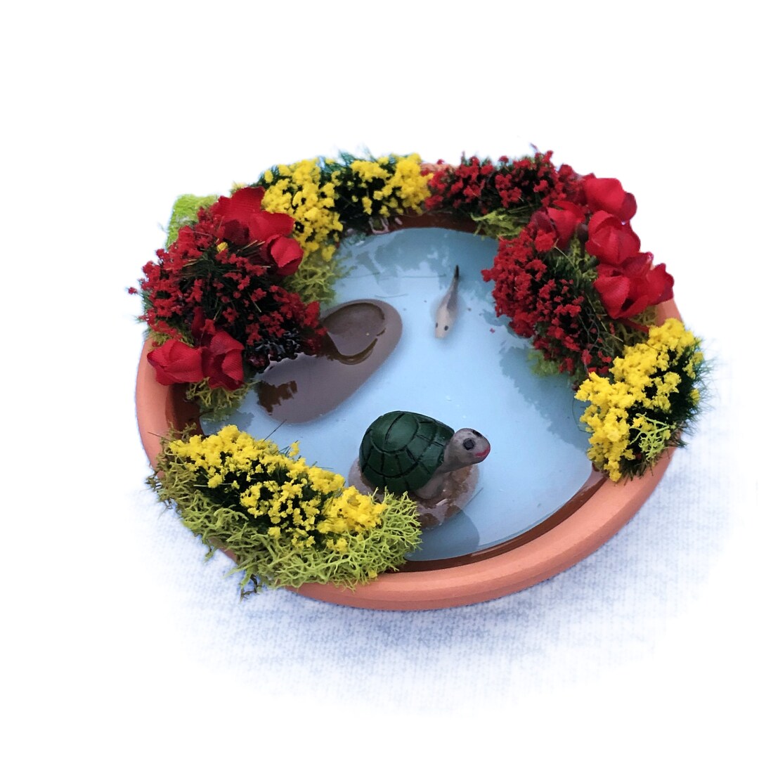 Handmade Miniature Turtle and Fish Pond