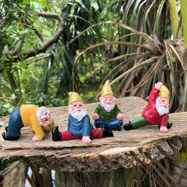 Choose One Yoga Gnome Figurine, Spiritual Gnomes, Mini Exercizing Gnomes