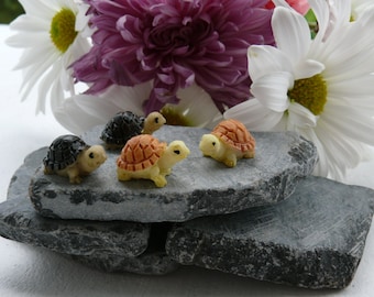 Two Fairy Garden Micro Turtles, Miniature Fairy Garden, Fairy Accessories, Turtle Figurines, Terrarium Supplies