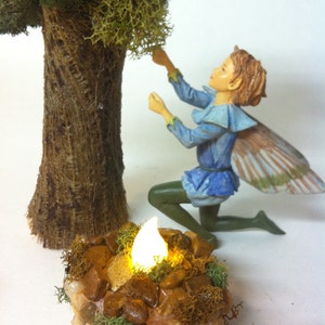 Handmade Miniature Flickering Fire Pit, Fairy Garden, Miniature Accessory, Miniature Campfire
