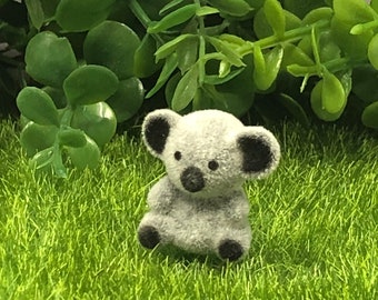 Miniature Fuzzy Koala Bear Figurine, Fairy Garden Accessory