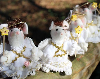 Christmas Angel Mouse Handmade Wool Felt Ornament