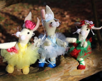 Ballerina Bunny Handmade Wool Felt Ornaments