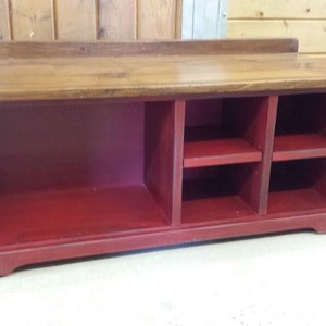 42" Shoe Bench ,Red Cubby shoe Bench