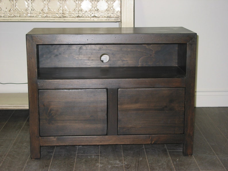 36 Media Stand Rustic Pine Tv Wooden Console Image 0