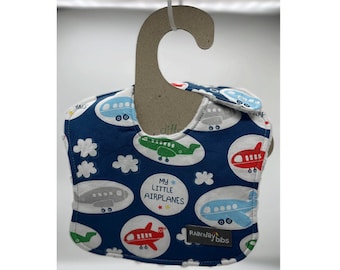 baby boy bib, leak proof bib, drool bib, shower gift, ready to ship, airplane bib, jet bib,  three layer bib, newborn bib, infant bib