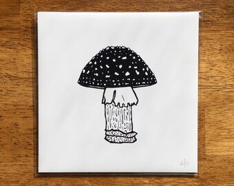 Toadstool Mushroom Print 5"x5"