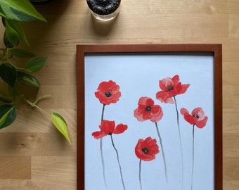 Poppies Flowers 8" x 10" Watercolor Print