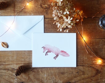 Fox Greeting Card Blank Watercolor