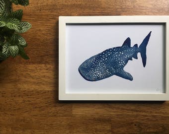 Whale Shark Watercolor Print 5" x 7"