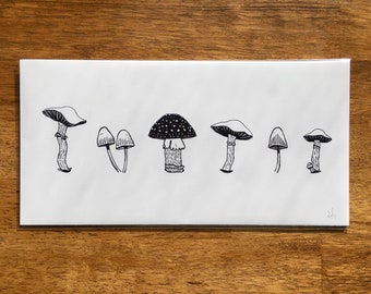 Line of Mushrooms Print 10x5"